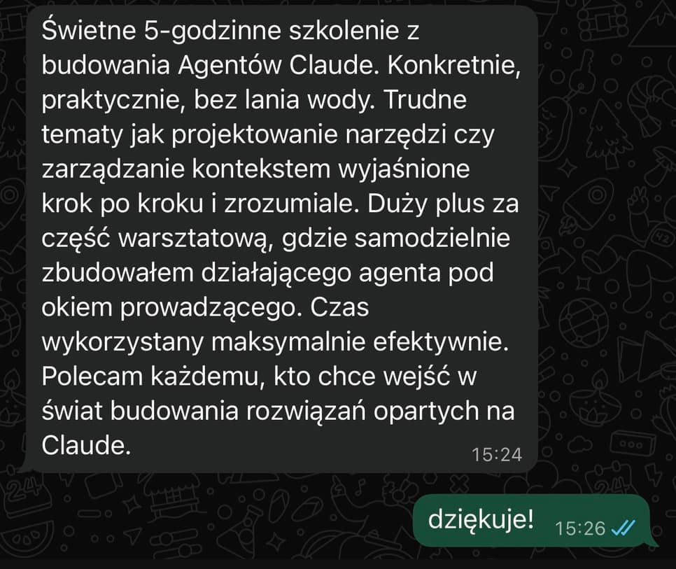 Opinia po 5-godzinnym szkoleniu z budowania agentów Claude