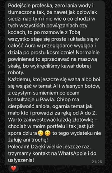 Opinia o konsultacji i budowaniu własnych botów