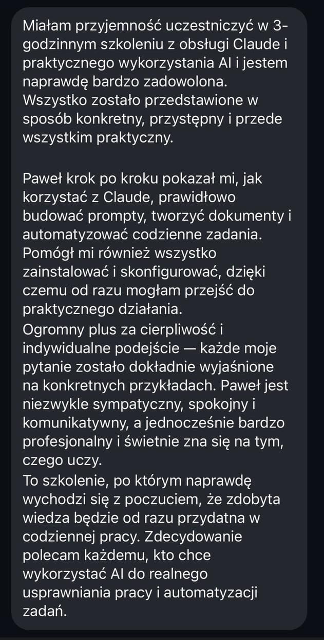 Opinia po 3-godzinnym szkoleniu z Claude i praktycznego wykorzystania AI