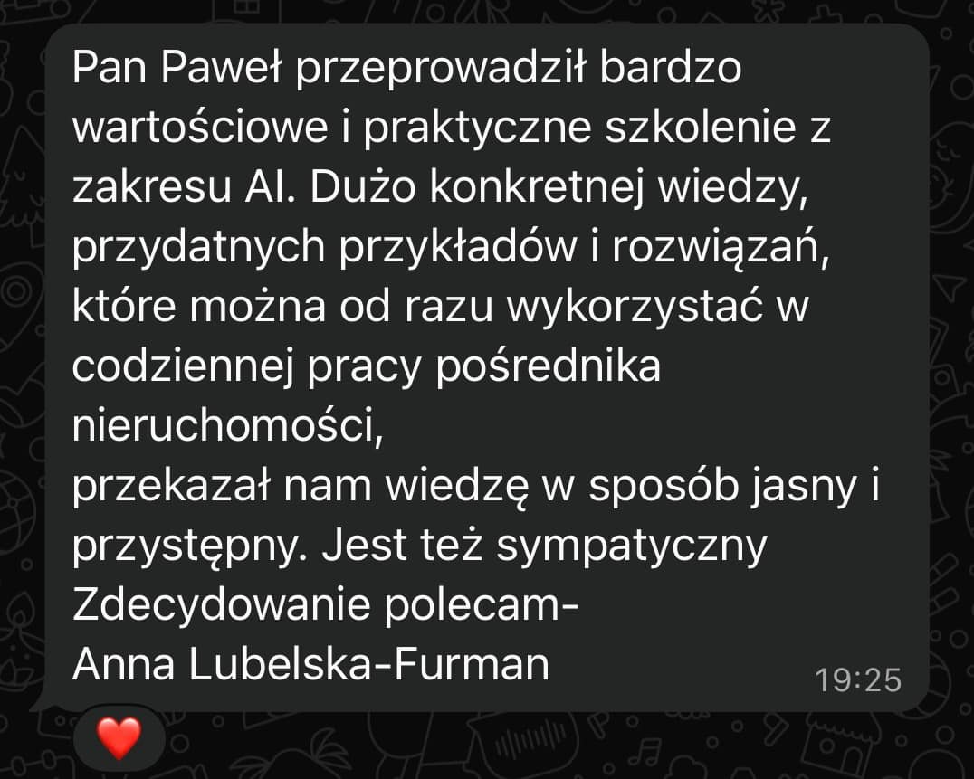 Opinia pośredniczki nieruchomości po szkoleniu z AI